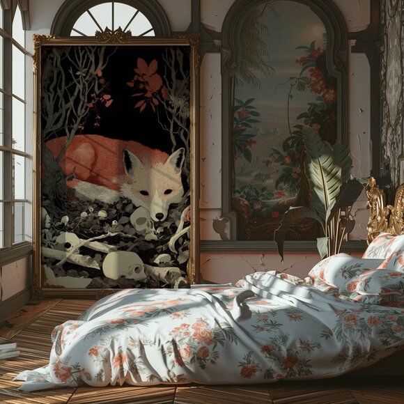 Original Red Fox With Skulls Art Print + Digital Copy - Picture 7 of 10